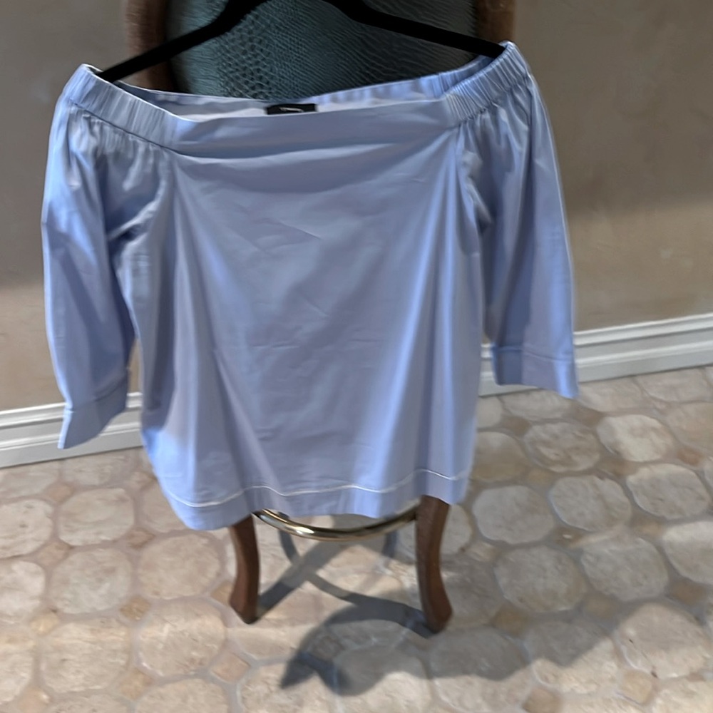 Theory gently used blue cotton off shoulder top